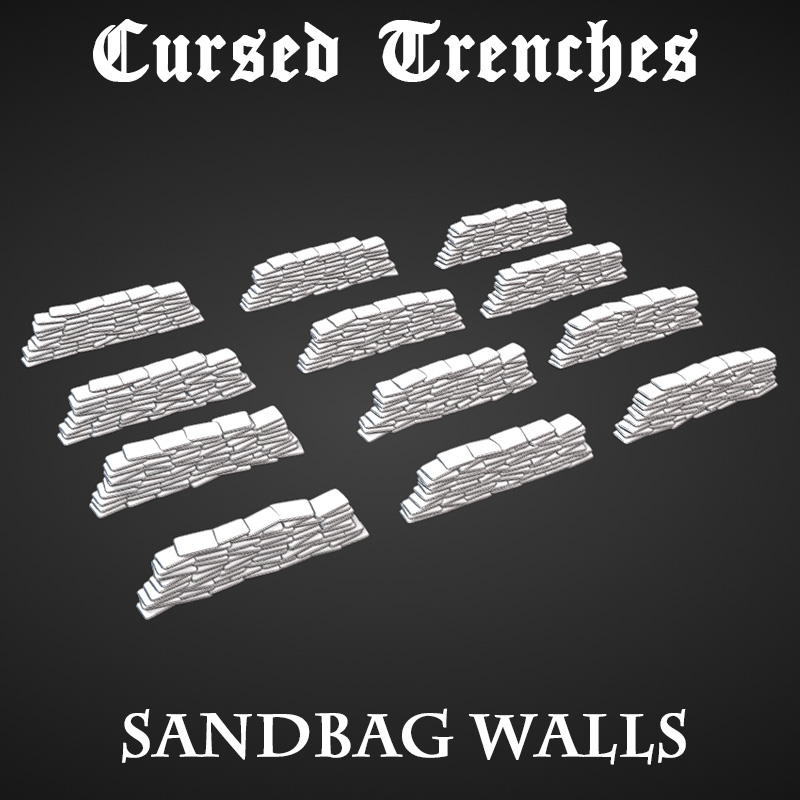 Cursed Trenches: Sandbag Walls by Warscape - Crusade, Sandbag, WALLS, cursed, gaming, grimdark, sandbags, scenery, tabletop, terrain, trenches, wall - Image 3