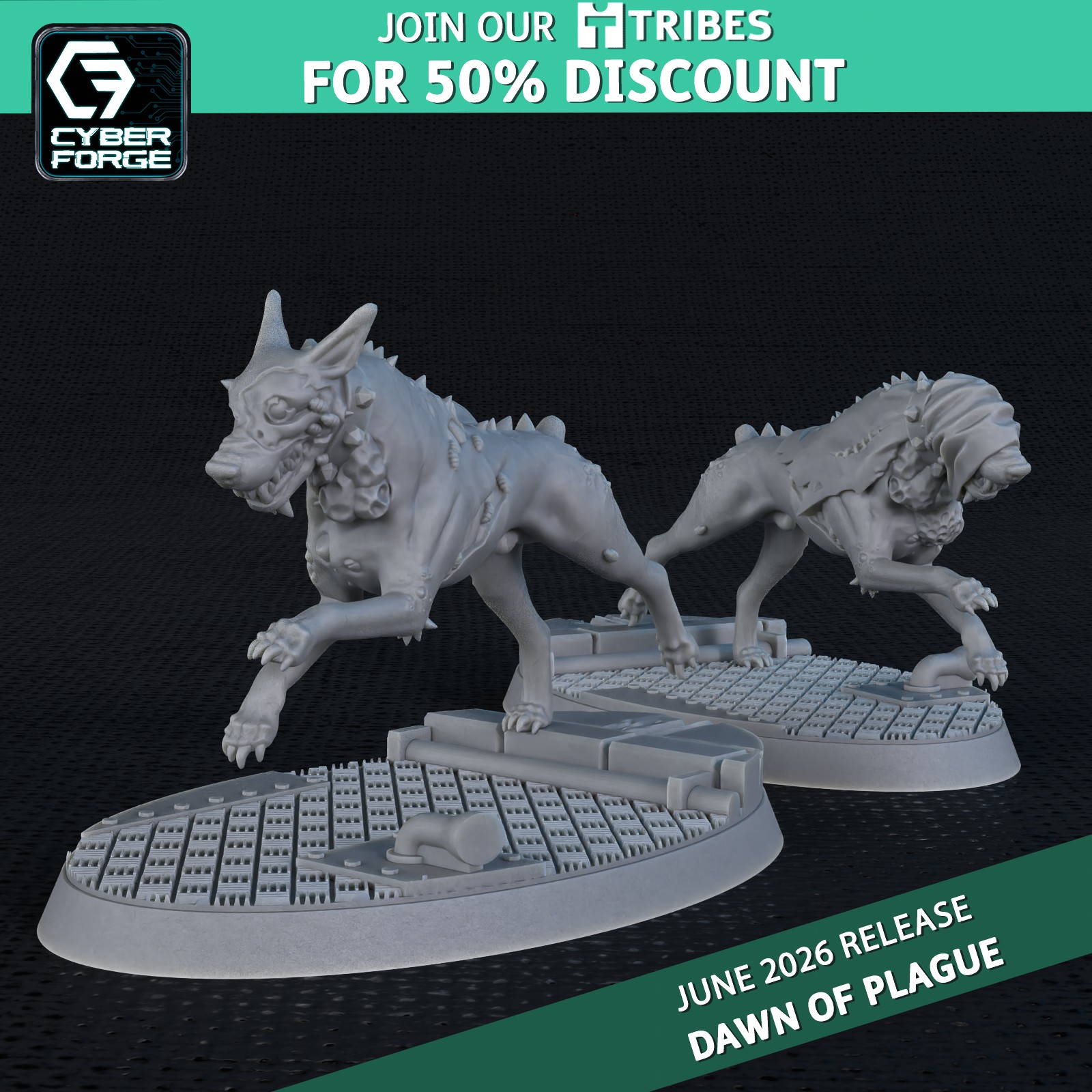 Hollow Hounds - Dawn of Plague - Trench Crusade STL file for Hound of the Black Grail