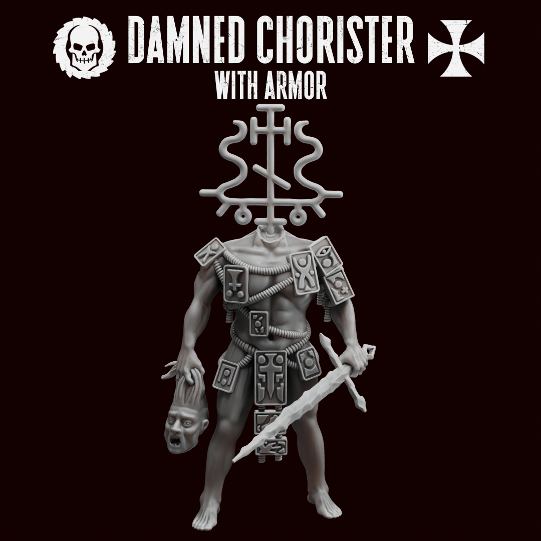 Damned Chorister with armor by Traktor Miniatures, is a proxy for Heretic Chorister, in Heretic Legion.