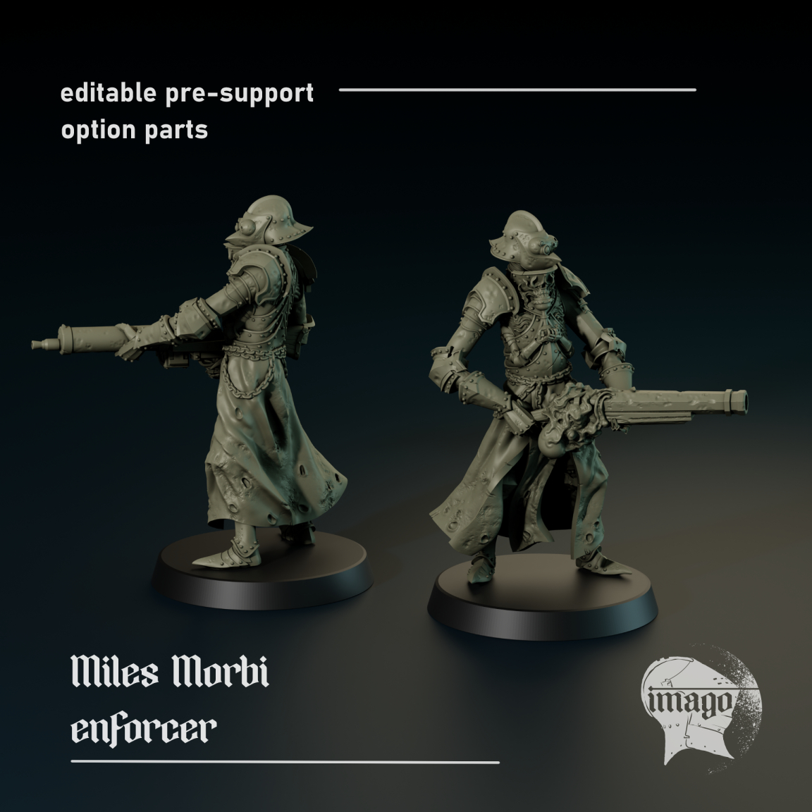 Miles Morbi - modular enforcer death knight (pre-supported) by Imago Miniatures, is a proxy for Plague Knight, in Cult of the Black Grail.