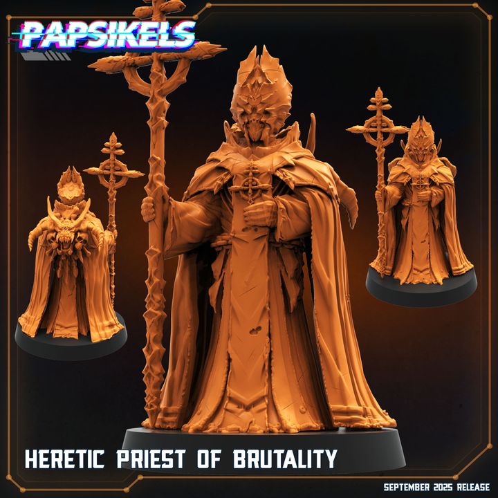HERETIC PRIEST OF BRUTALITY by PAPSIKELS MINIATURES, is a proxy for Heretic Priest, in Heretic Legion.