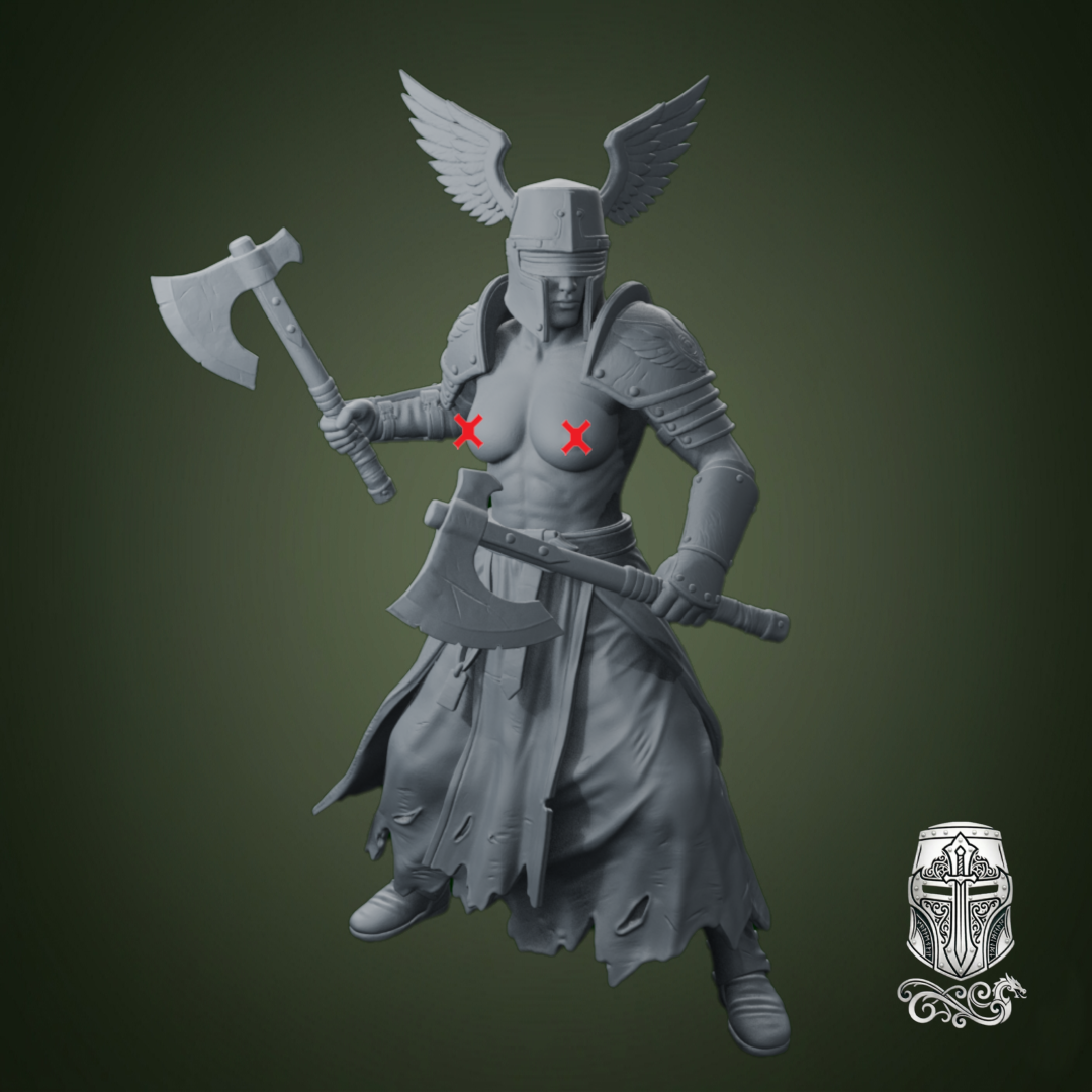 Blind Warrior Nun with Dual Axes – 32mm Grimdark Miniature for Wargames and RPGs by AlbusMiles - Image 3