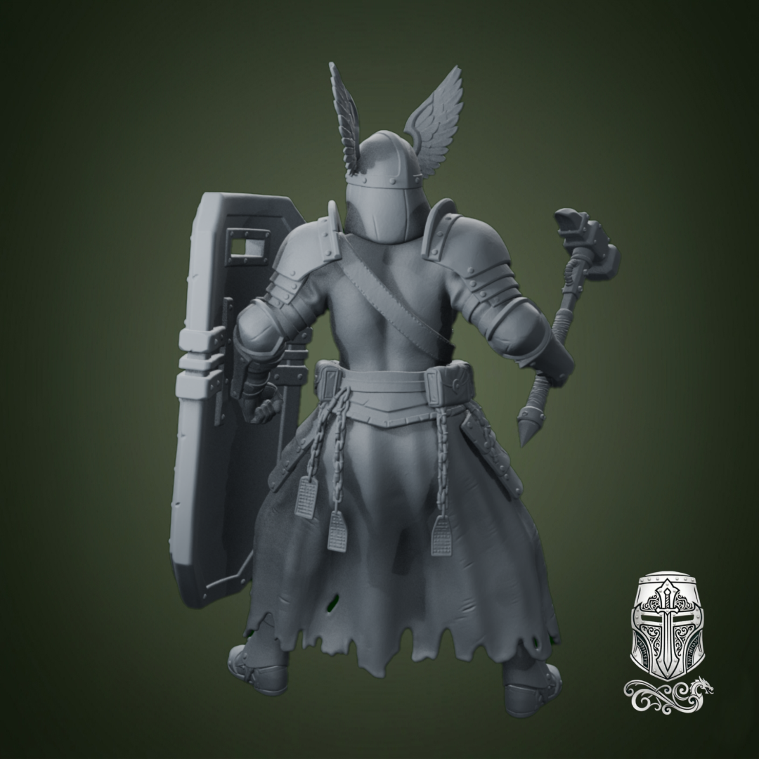 Blind Warrior Nun with War Hammer and Shield – 32mm Grimdark Miniature for Wargames and RPGs by AlbusMiles - Image 2