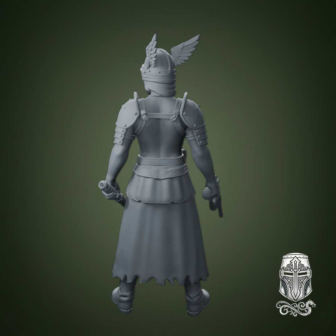 Blind Warrior Nun with Mace and Pistol – 32mm Grimdark Miniature for Wargames and RPGs by AlbusMiles - Image 2