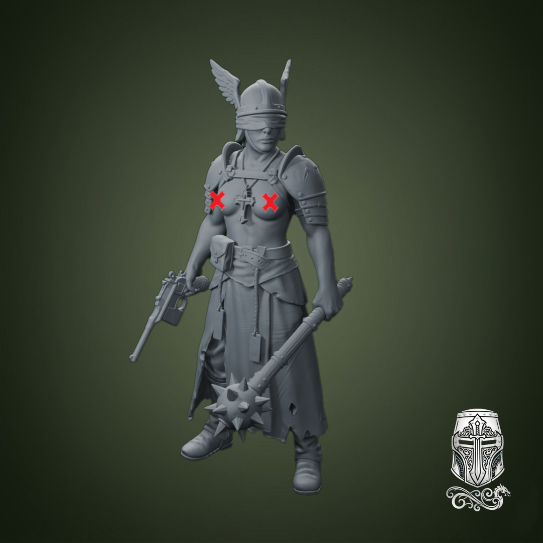 Blind Warrior Nun with Mace and Pistol – 32mm Grimdark Miniature for Wargames and RPGs by AlbusMiles - Image 3