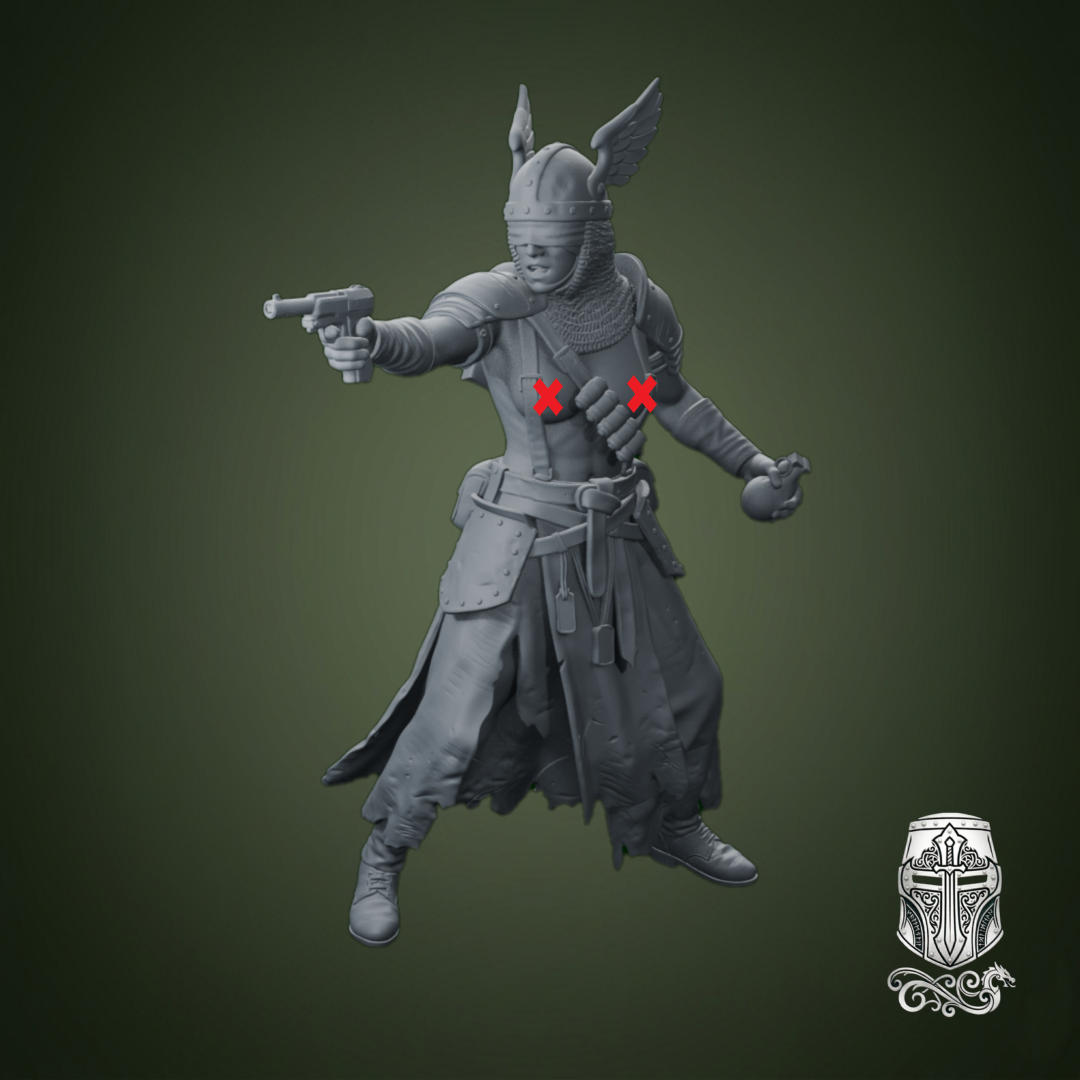 Blind Warrior Nun with Pistol and Grenade – 32mm Grimdark Miniature for Wargames and RPGs by AlbusMiles - Image 2