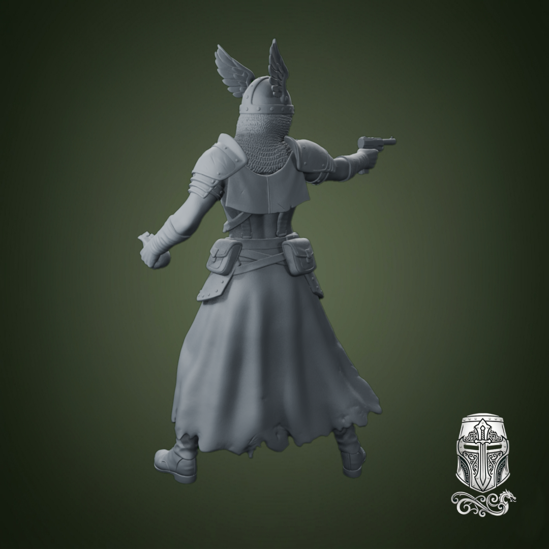 Blind Warrior Nun with Pistol and Grenade – 32mm Grimdark Miniature for Wargames and RPGs by AlbusMiles - Image 3