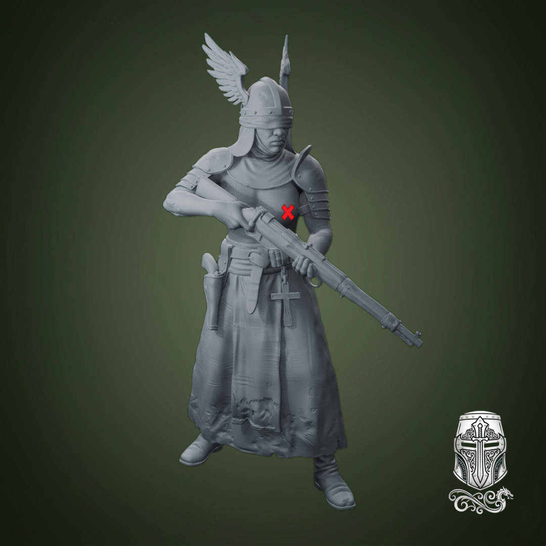 Blind Warrior Nun with Rifle and Pistol – 32mm Grimdark Miniature for Wargames and RPGs by AlbusMiles - Image 3