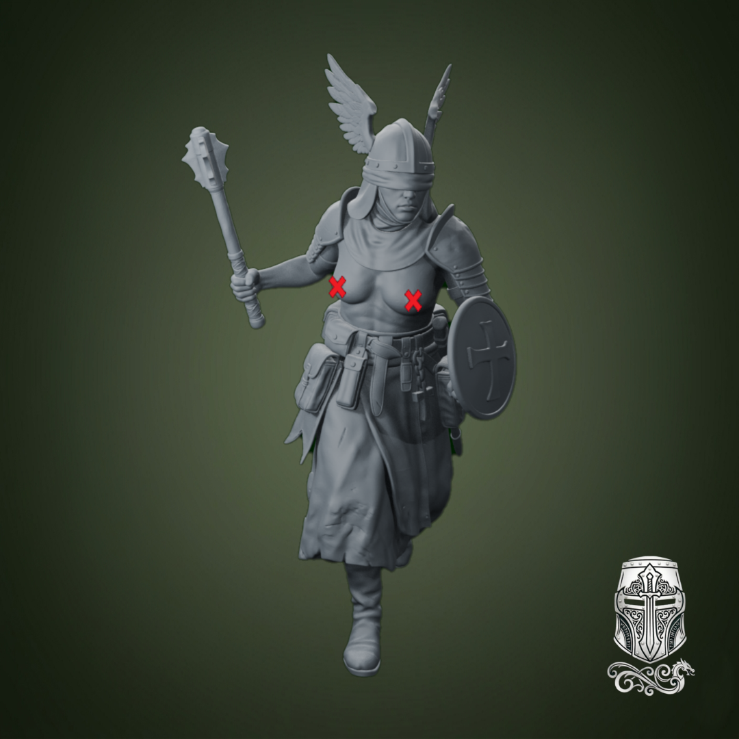 Blind Warrior Nun with Mace and Shield – 32mm Grimdark Miniature for Wargames and RPGs by AlbusMiles - Image 3