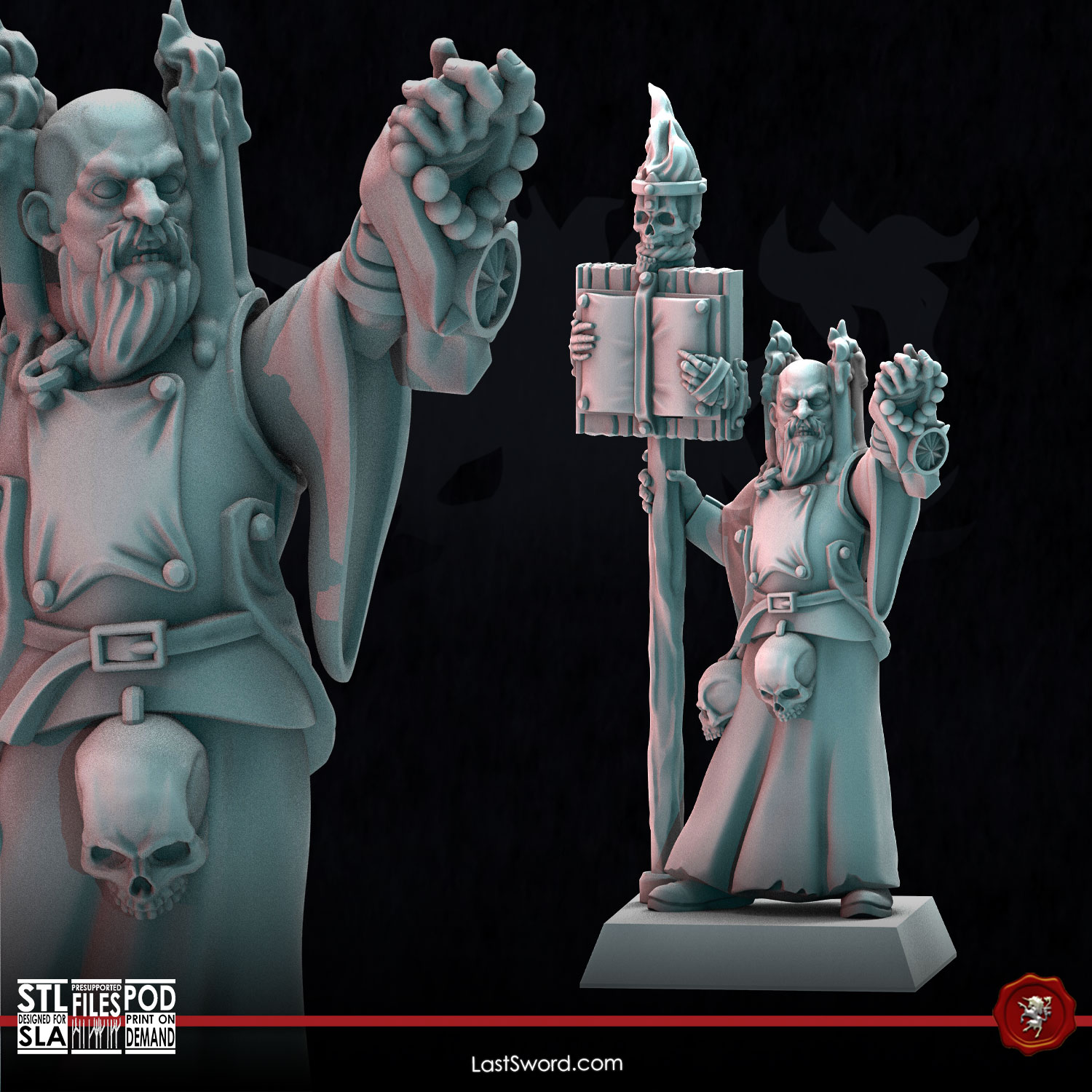 Flagellants Officer | Pre-Supported | 30mm High Kingdom by LastSword Miniatures, is a proxy for Castigator, Heretic Priest, in Heretic Legion, Trench Pilgrims.