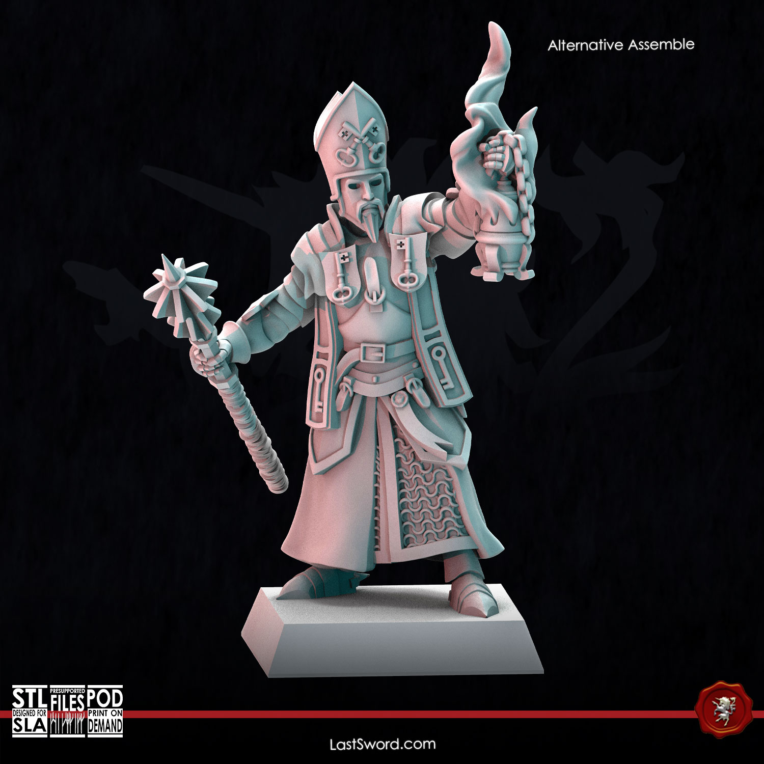 Arch Elector Bishop on foot | Pre-Supported | 30mm High Kingdom by LastSword Miniatures - Image 3