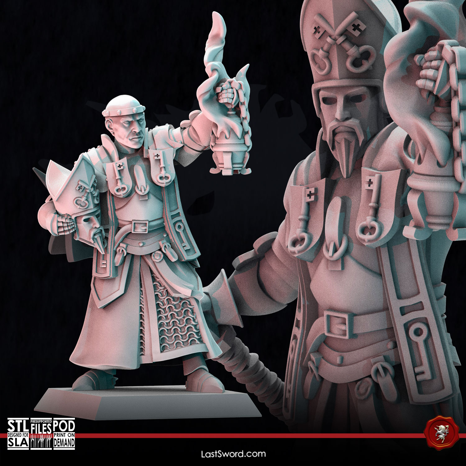 Arch Elector Bishop on foot | Pre-Supported | 30mm High Kingdom by LastSword Miniatures, is a proxy for Trench Cleric, in The Principality of New Antioch.