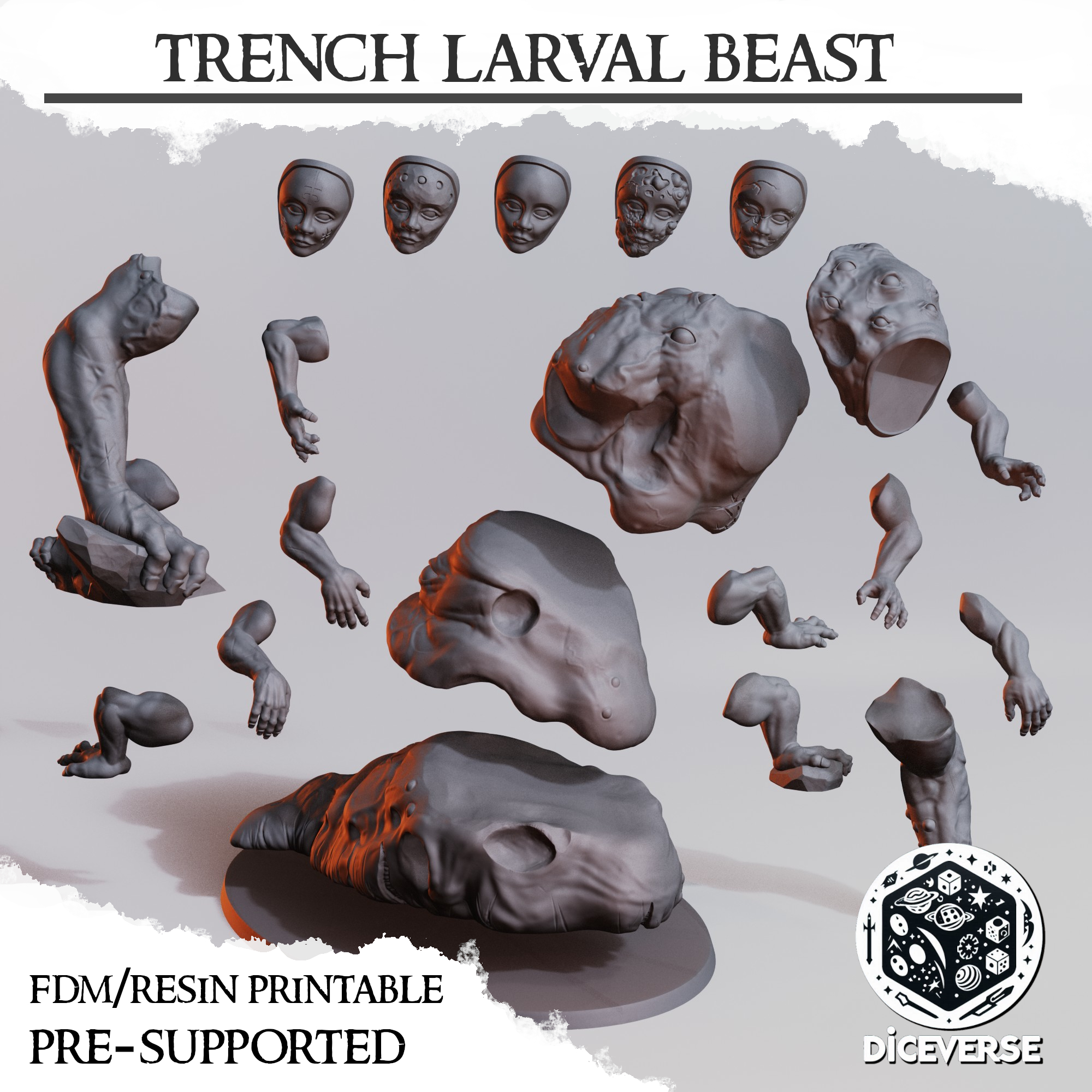 Trench Larval Beast by Diceverse, is a proxy for The Dragon, in Trench Crusade factions.