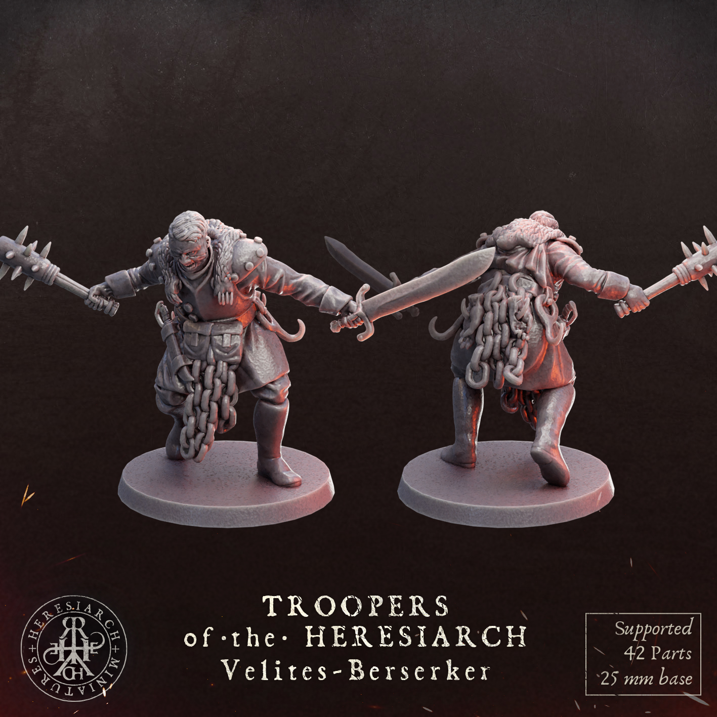 Velites Berserkers - Troopers of the Heresiarch by HeresiarchMiniatures, is a proxy for Heretic Trooper, in Heretic Legion.