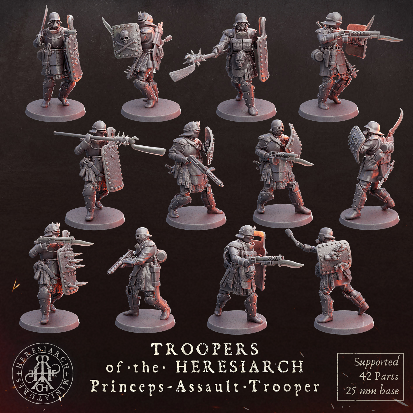 Princeps  Assault Troopers - Troopers of the Heresiarch by HeresiarchMiniatures, is a proxy for Heretic Trooper, in Heretic Legion.