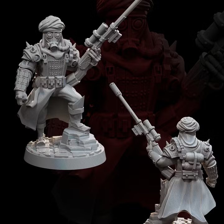 Elite Sniper - Iron Trenchers by BlackCobra-Miniatures, is a proxy for Jannisary, Jannisary Officer, in Iron Sultanate.