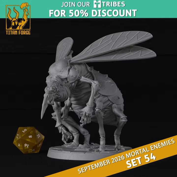 Mosquito Monster by TitanForgeMiniatures, is a proxy for Herald of Beelzebub, in Cult of the Black Grail.