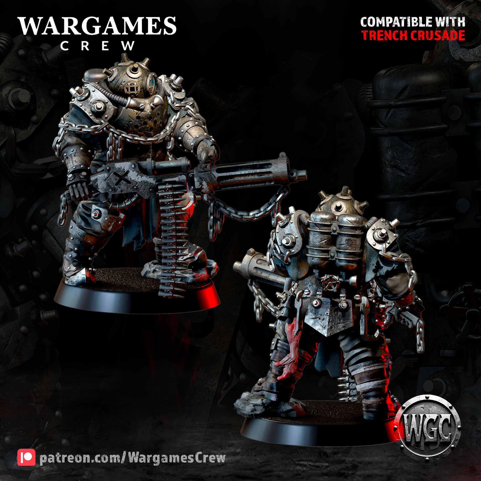 Abyssal Iron Gorger (shooting weapon) toothless - Trench Crusade STL file - Image 2