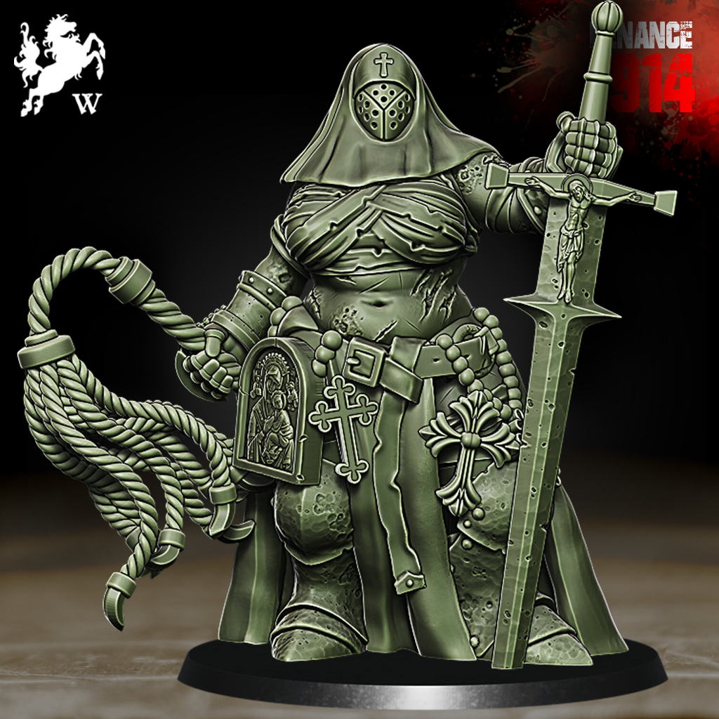 Sisters of Mercy - Soror Mutare by Westfalia Miniatures, is a proxy for Sin Eater, in Court of the Seven Headed Serpent, Cult of the Black Grail, Heretic Legion.
