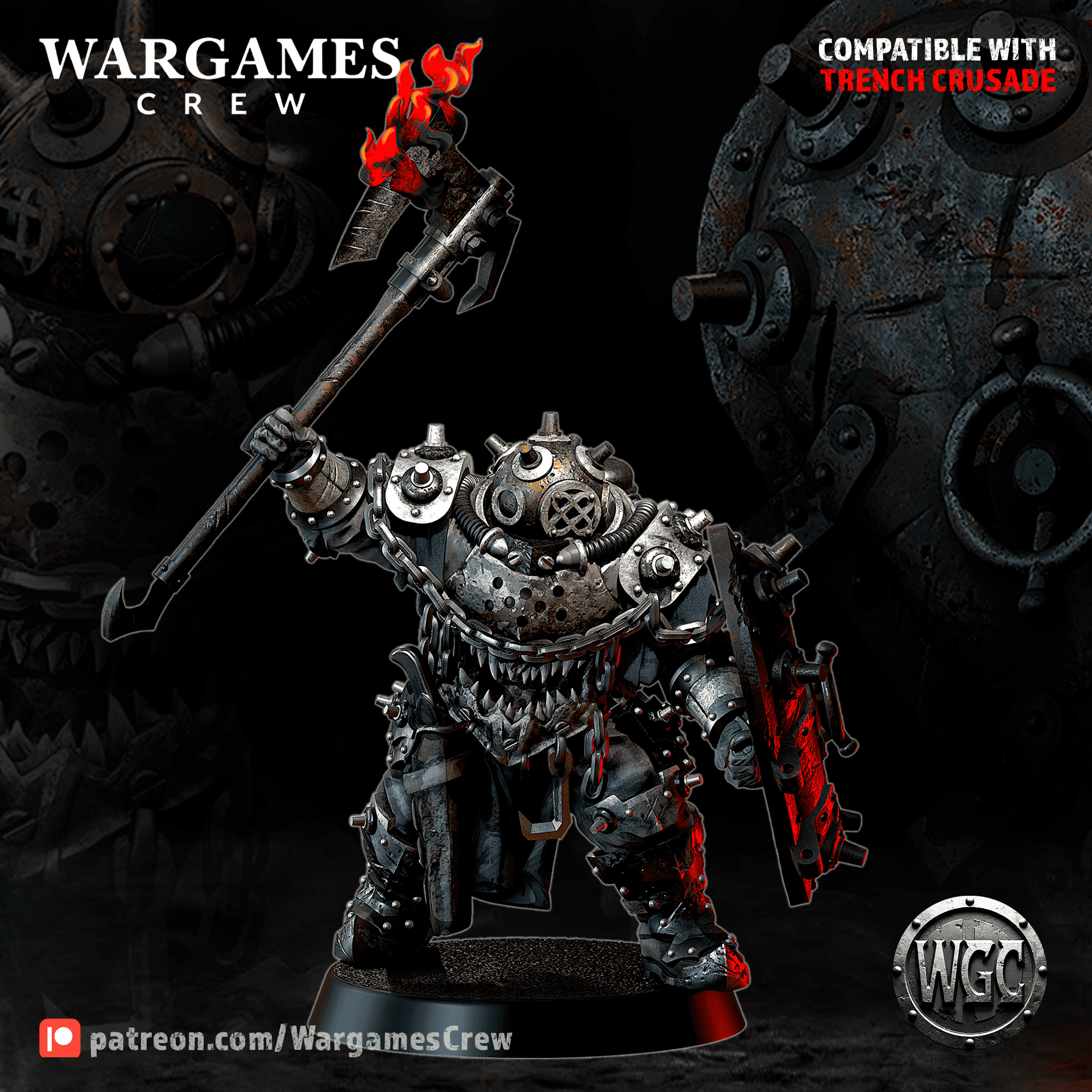 Abyssal Iron Gorger (HTH weapon) - Trench Crusade STL file for Anointed Heavy Infantry