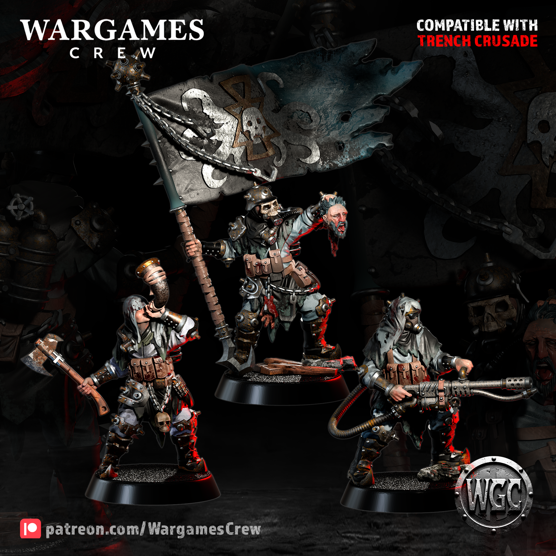 Hellwave Raiders Command - Trench Crusade STL file for Heretic Trooper