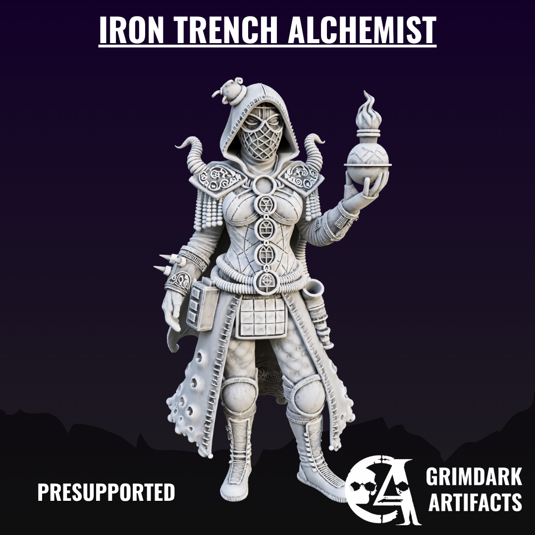 Iron Trench Alchemist by Grimdark Artifacts, is a proxy for Jabirian Alchemist, in Iron Sultanate.