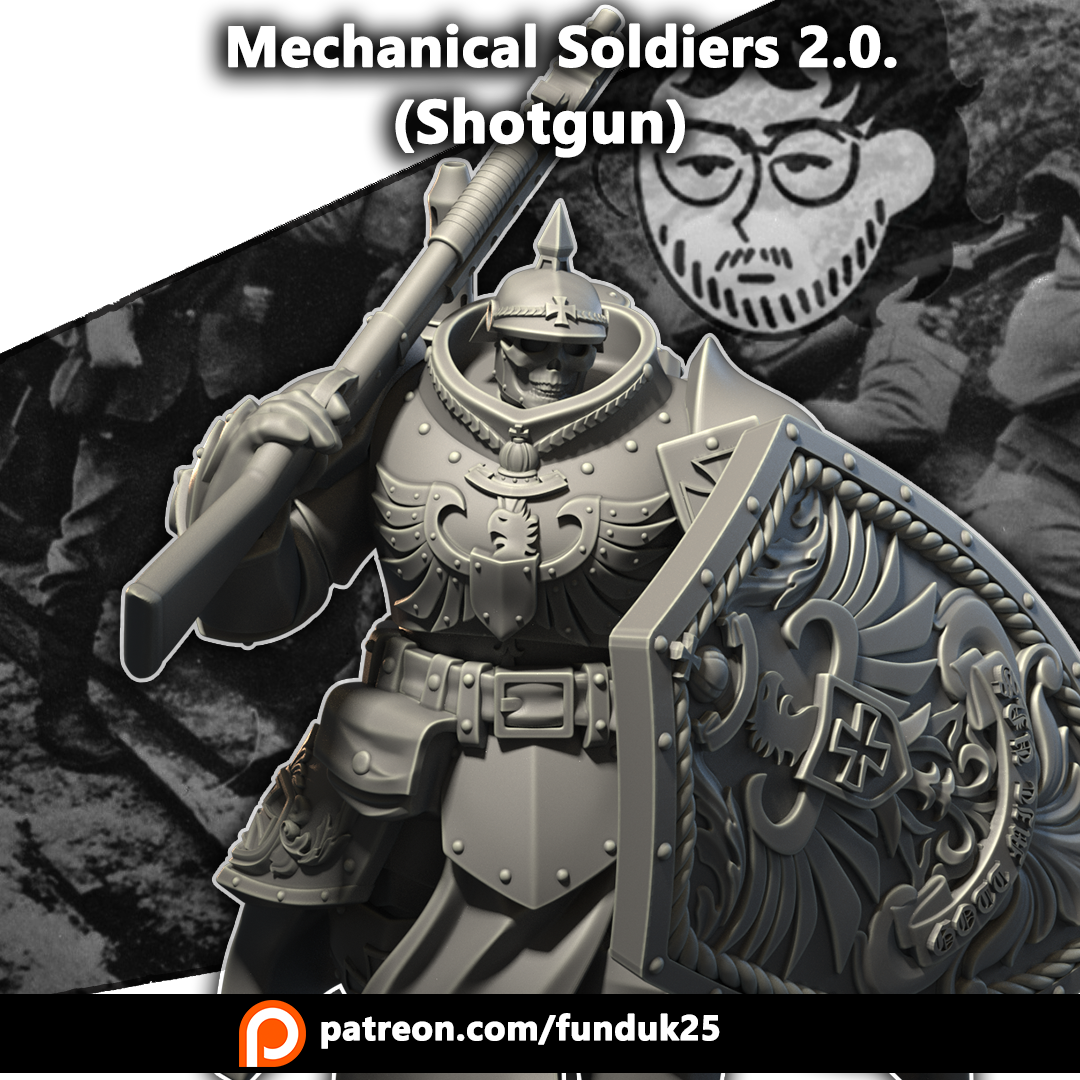 Mechanical Soldiers 2.0. (Shotgun) by Dimomodels, is a proxy for Mechanised Heavy Infantry, in The Principality of New Antioch.