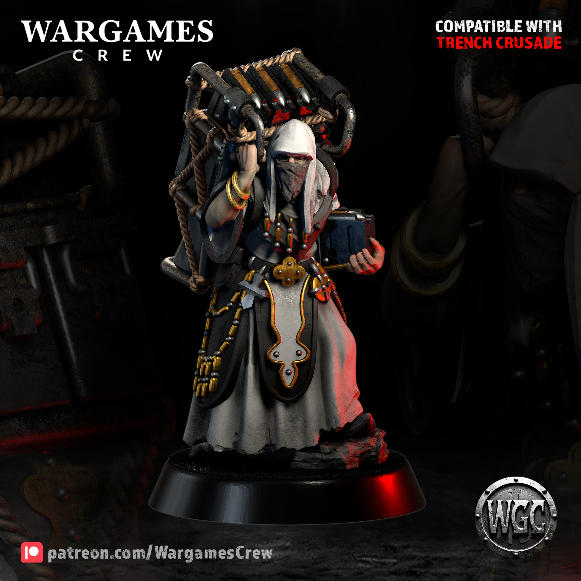 Bedouin Supply Monk - Trench Crusade STL file for Mendelist Ammo Monk