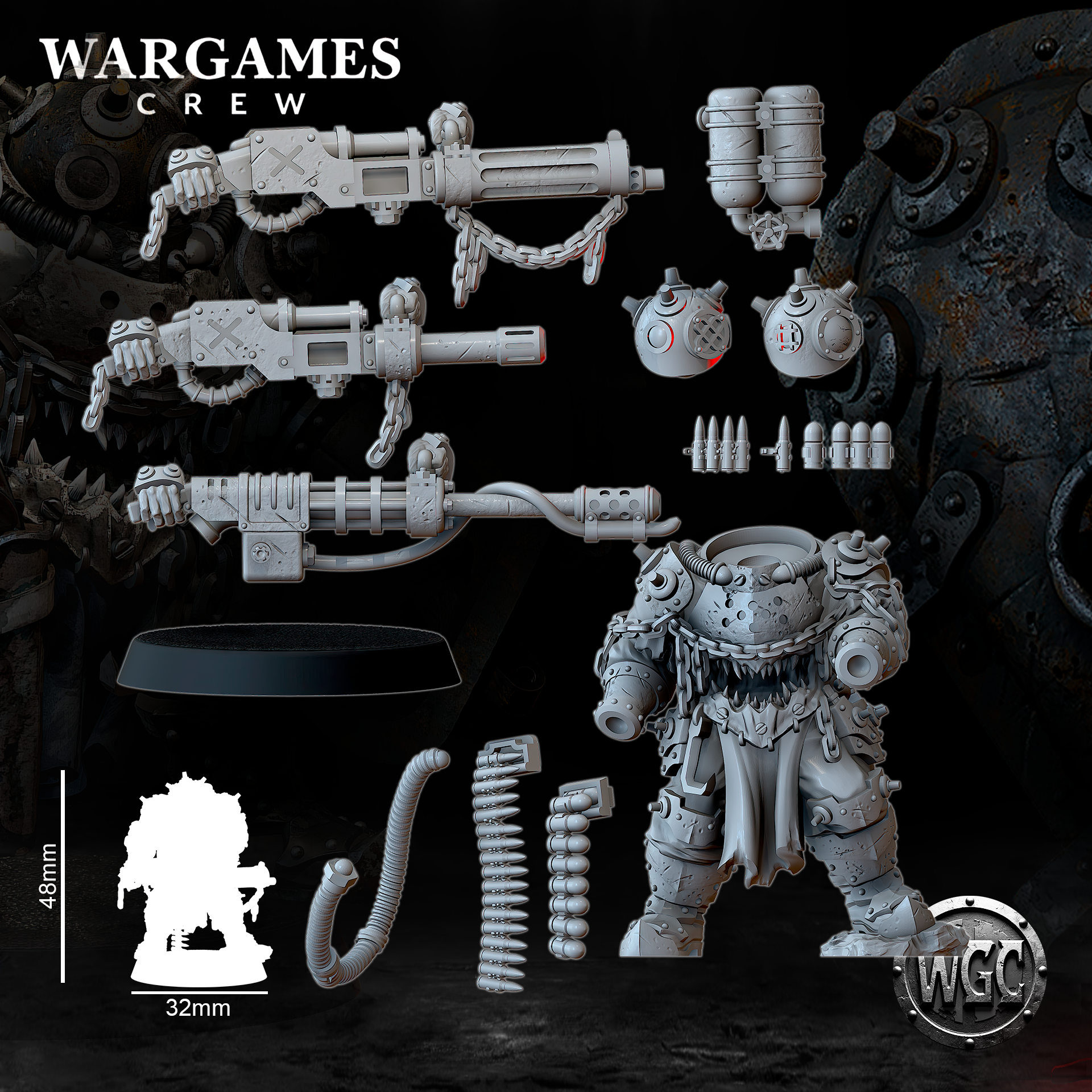 Abyssal Iron Gorger (shooting weapon) toothless - Trench Crusade STL file - Image 4