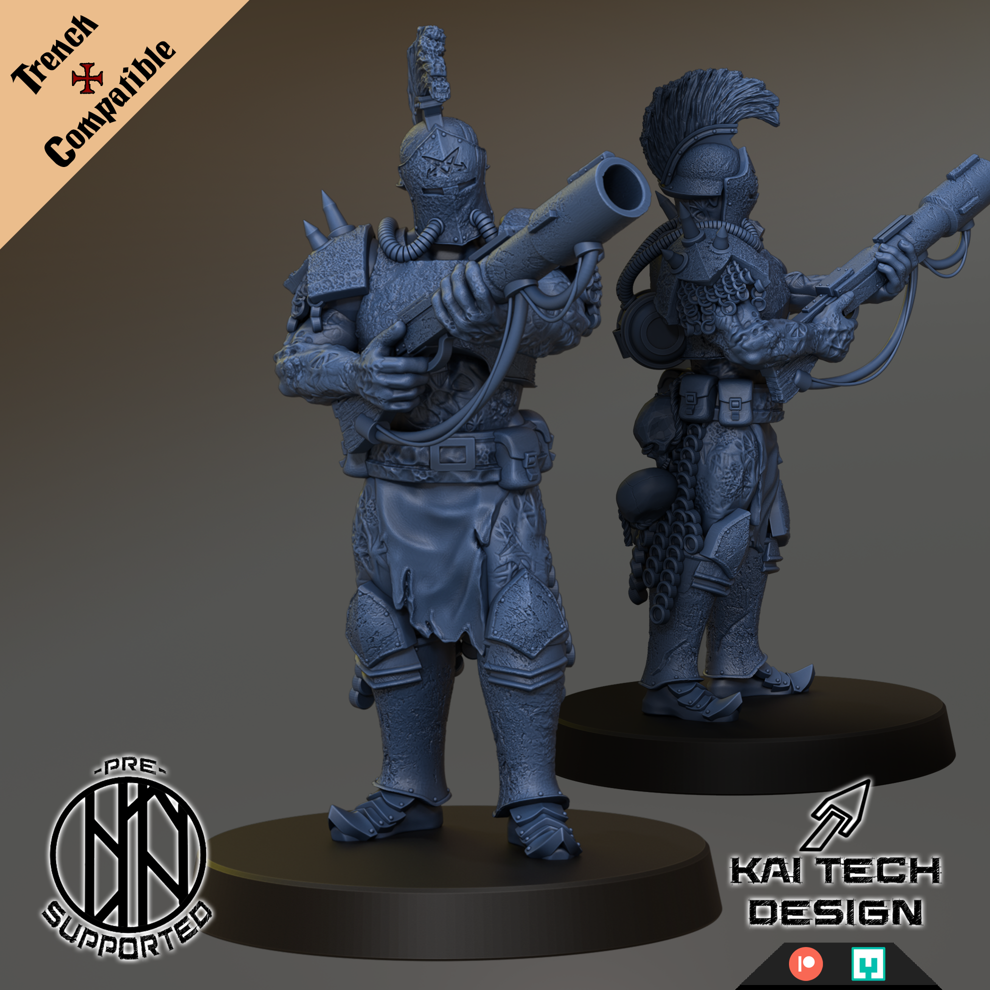 Heretics - Anointed Knight Granade Launcher - Trench Crusade STL file for Anointed Heavy Infantry