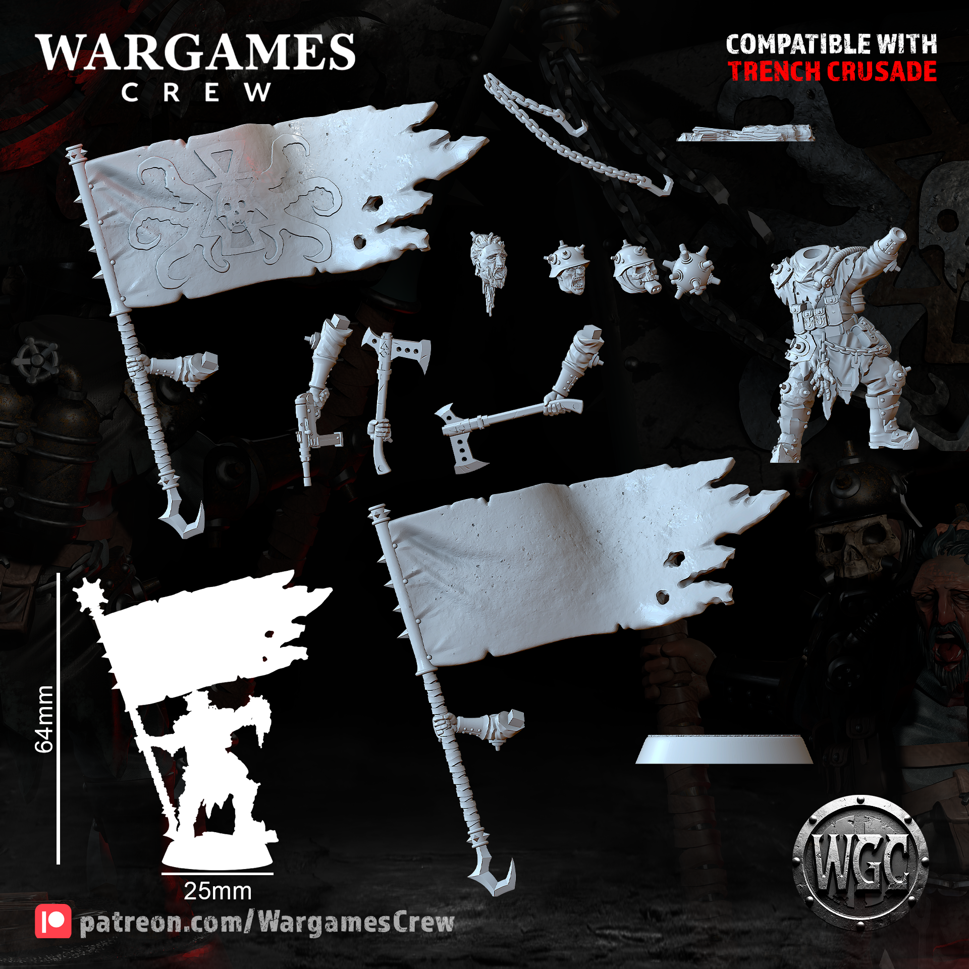 Hellwave Raiders Command - Trench Crusade STL file - Image 8