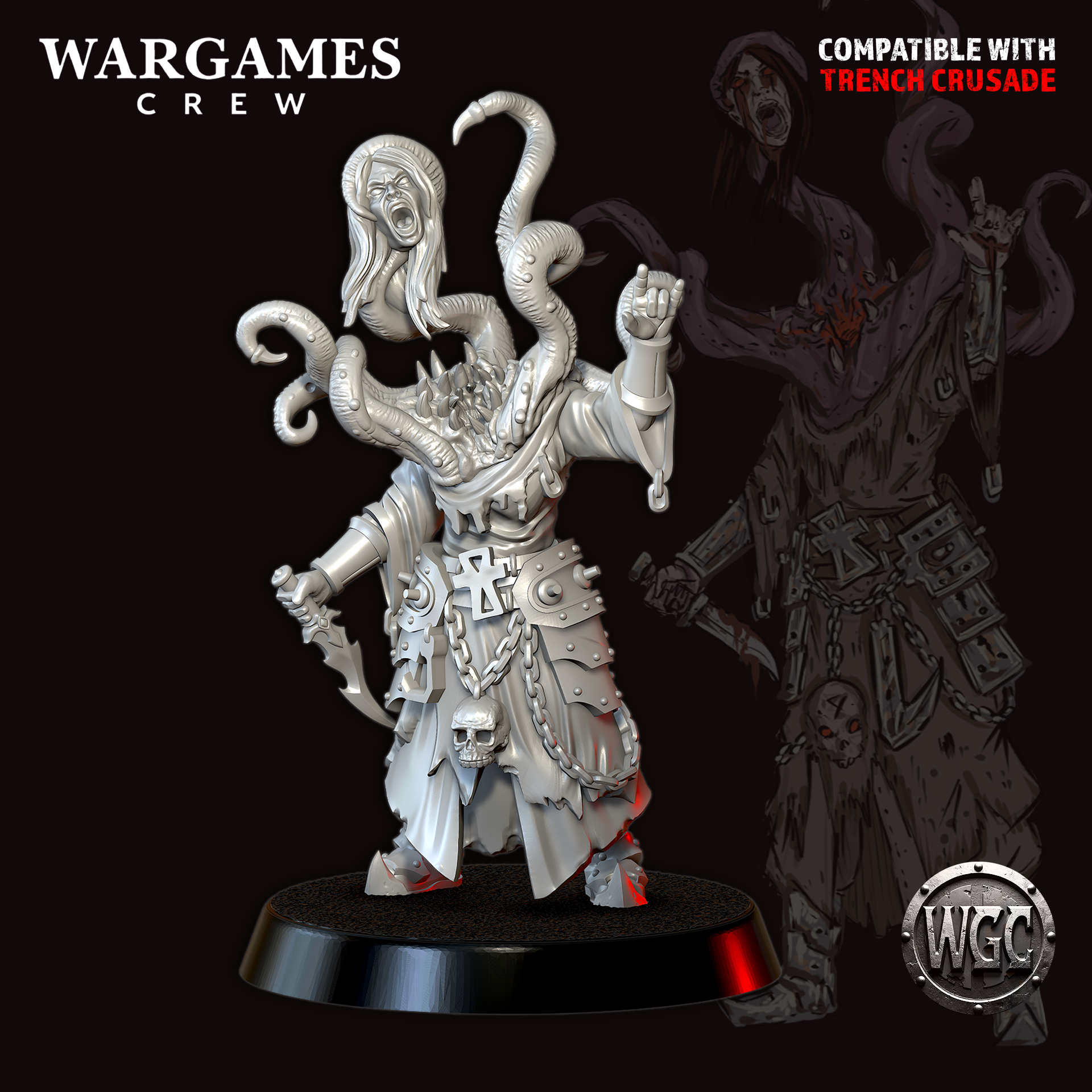 Abyssal Charyb-Singer by WargamesCrew, is a proxy for Heretic Chorister, in Heretic Legion.