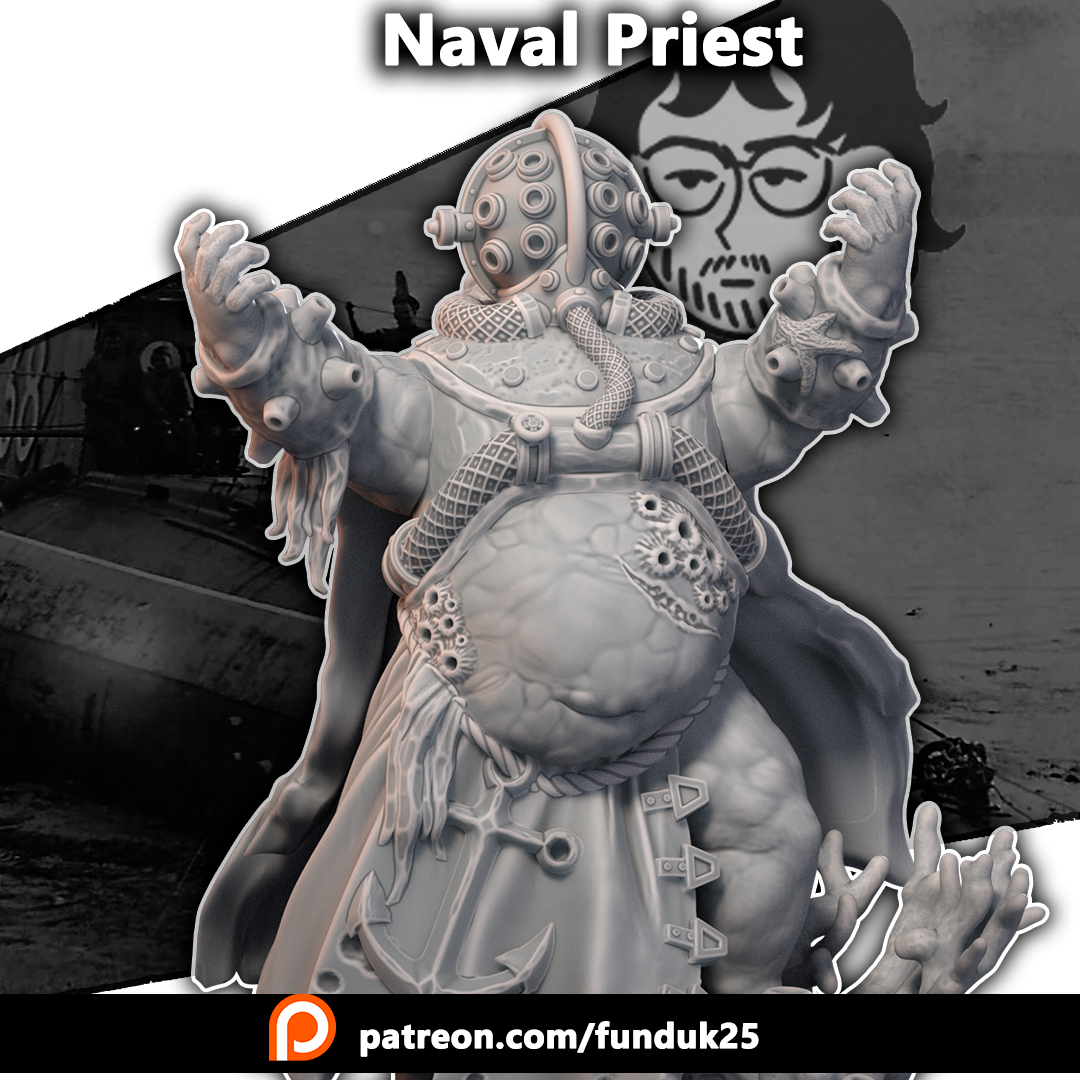 Naval Priest - Trench Crusade STL file for Heretic Priest, Heretic Priest of Mammon