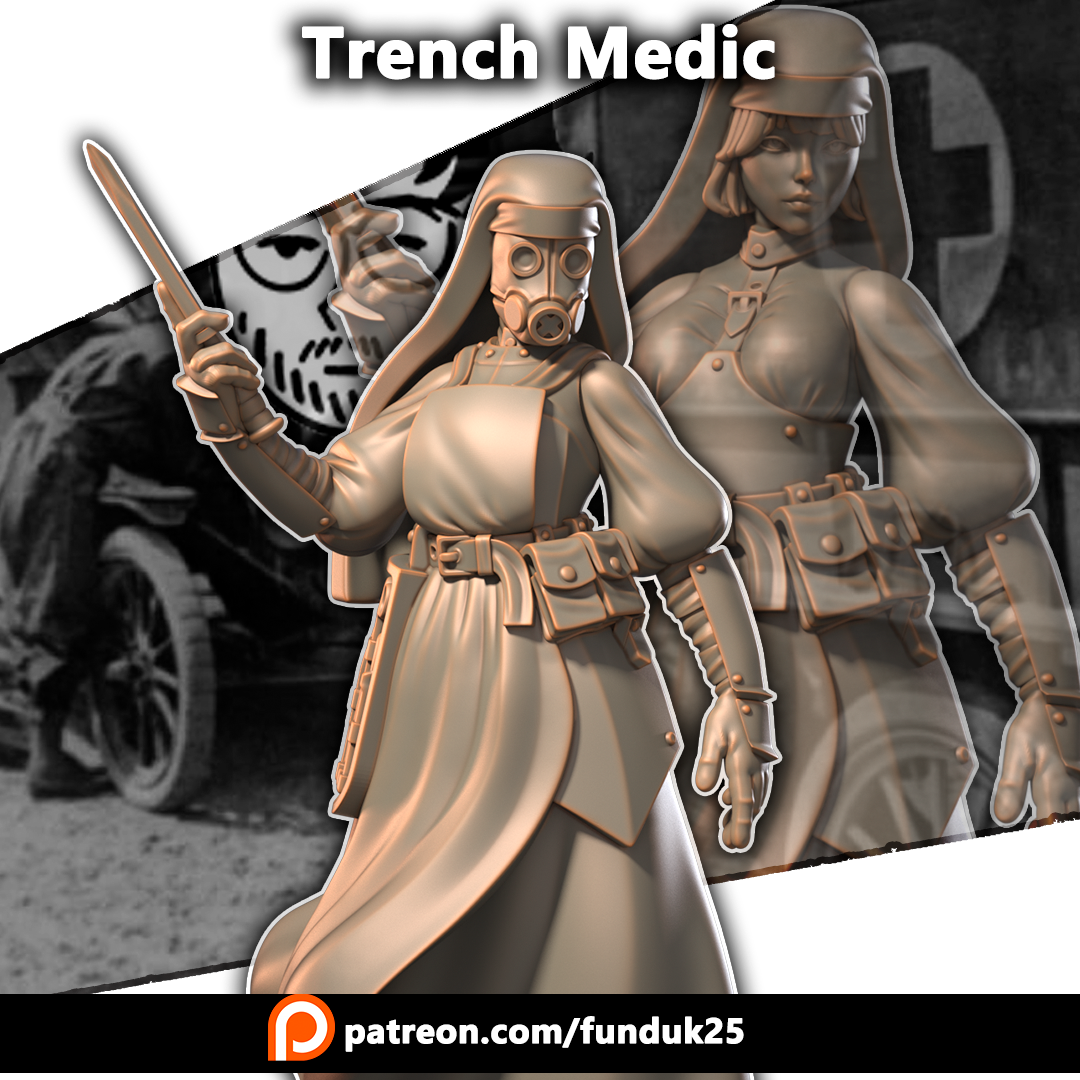 Trench Medic - Trench Crusade STL file for Combat Medic