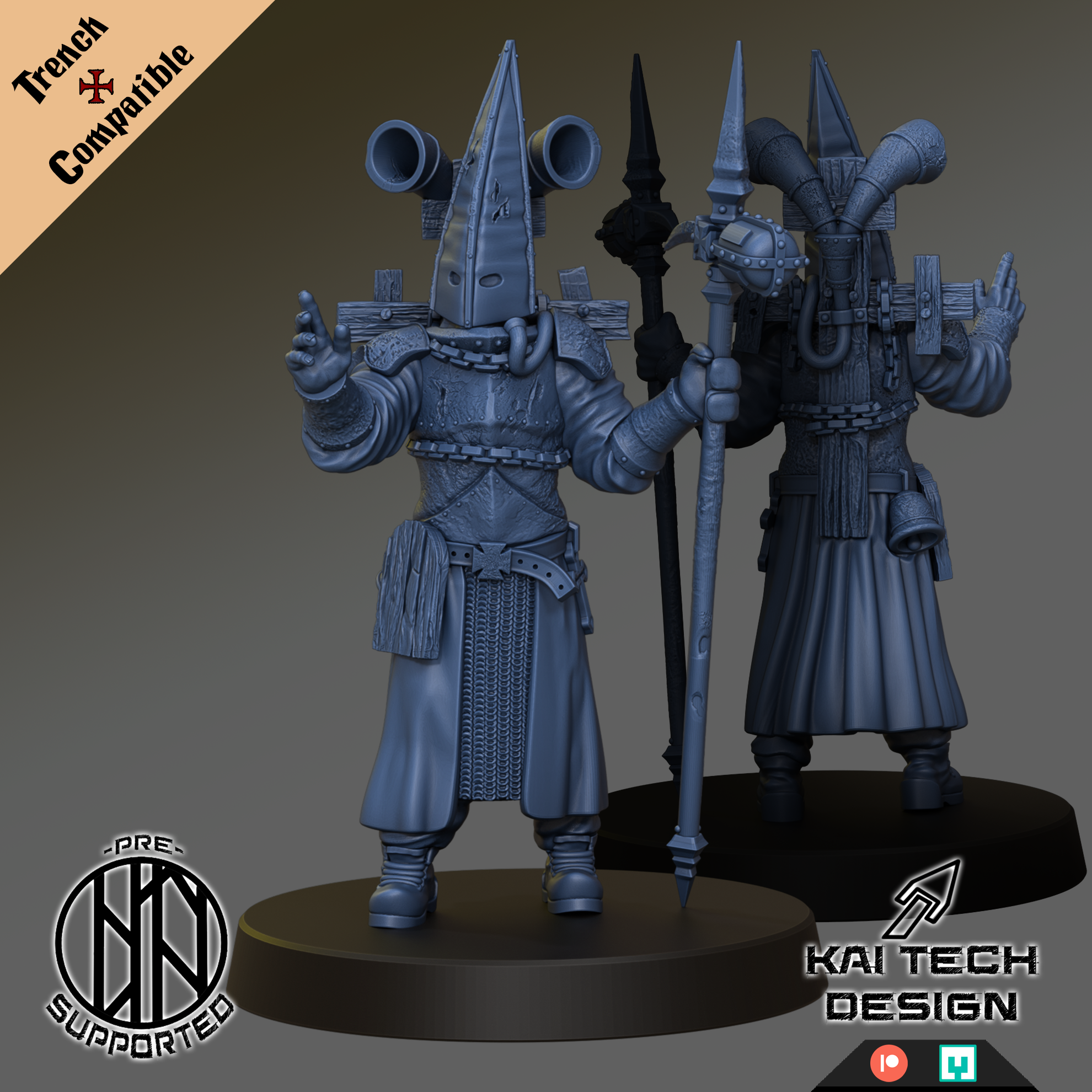 Pilgrims - War Preacher - Trench Crusade STL file for Heretic Priest, Heretic Priest of Mammon