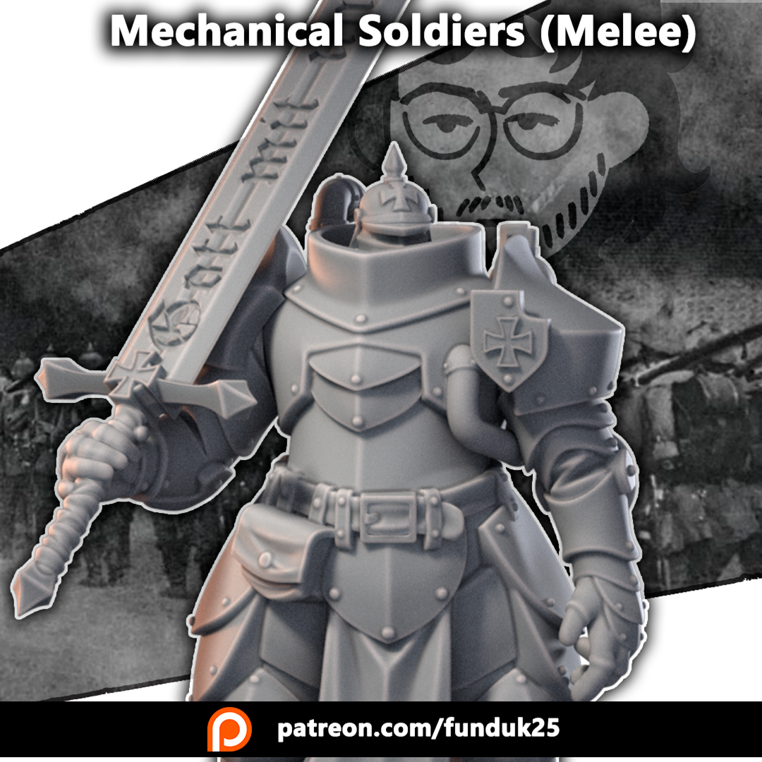 Mechanical Soldiers (Melee) - Trench Crusade STL file for Mechanised Heavy Infantry