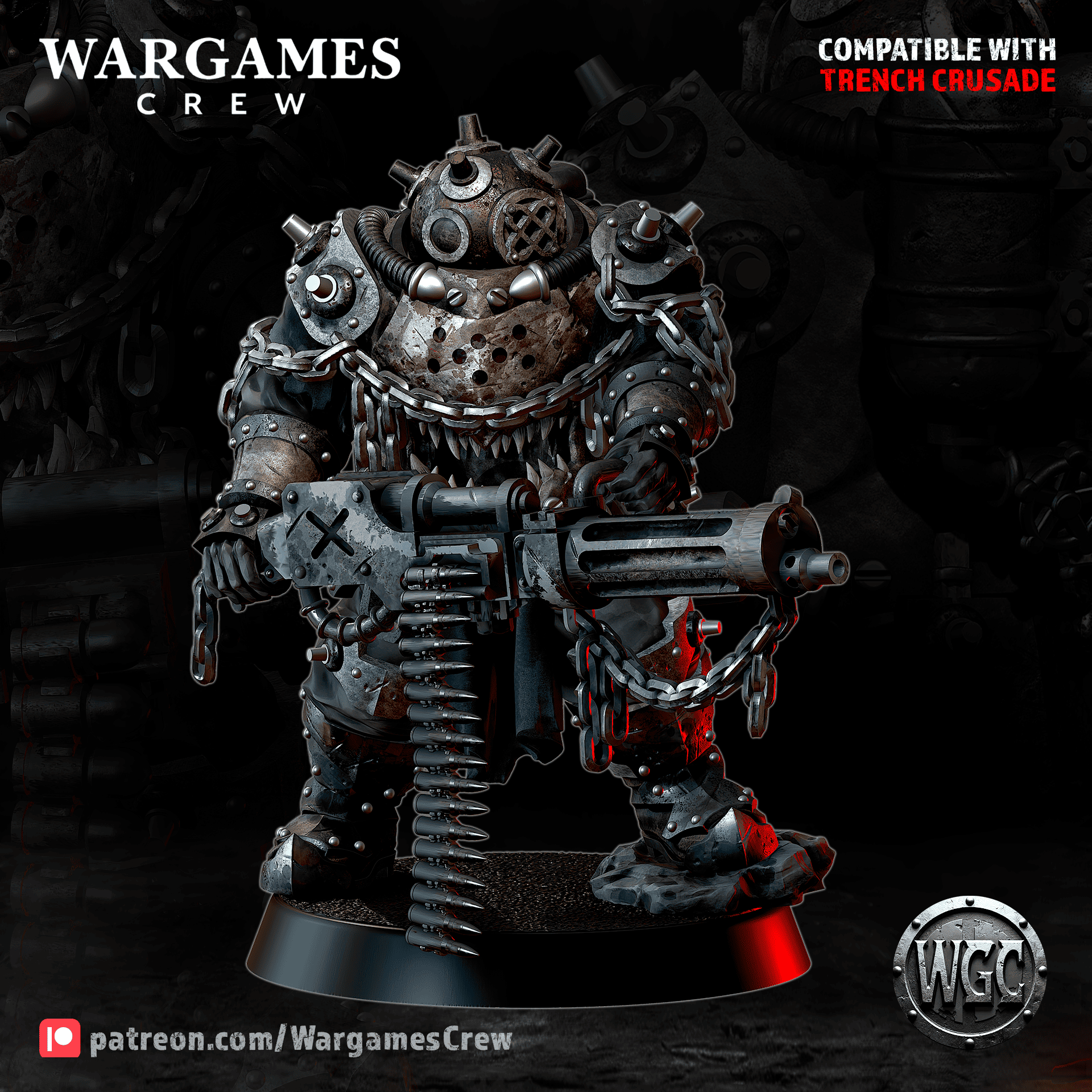 Abyssal Iron Gorger (shooting weapon) - Trench Crusade STL file for Anointed Heavy Infantry